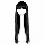 Peruca din fibra sintetica cu par lung cu breton de 70 cm drept Brunet 9012701B